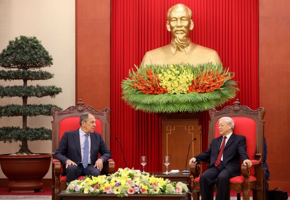 Ngoại trưởng Nga Sergei Lavrov hội kiến với Tổng Bí thư Đảng Cộng sản Việt Nam Nguyễn Phú Trọng tại Hà Nội - Sputnik Việt Nam