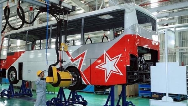 Dây chuyền lắp ráp xe ôtô Nhà máy Thaco Mazda của Công ty Cổ phần ôtô Trường Hải. - Sputnik Việt Nam
