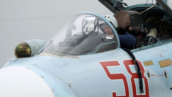 Phi công trong buồng lái của Su-27 trước khi cất cánh. - Sputnik Việt Nam