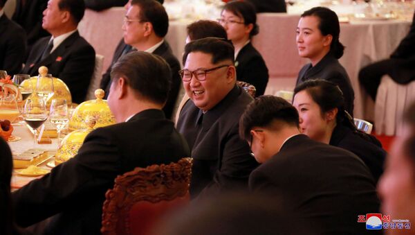 Tiệc chiêu đãi chào mừng lãnh đạo CHDCND Triều Tiên Kim Jong Un đến thăm Trung Quốc - Sputnik Việt Nam