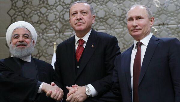 Hassan Rouhani, Tayyip Erdogan, Vladimir Putin - Sputnik Việt Nam