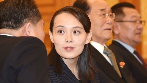 Cô Kim Yo-jong, em gái lãnh đạo Kim Jong-un trong cuộc gặp hồi tháng 2 tại Hàn Quốc. - Sputnik Việt Nam