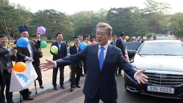 Tổng thống Hàn Quốc Moon Jae-in trong cuộc gặp gỡ Thượng đỉnh liên Triều - Sputnik Việt Nam