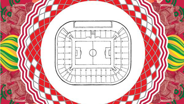 Sân vận động Spartak ở Matxcơva - minh họa của nghệ sĩ Alexei Belous từ bộ tuyển tập FOOT44 nhân dịp World Cup 2018 - Sputnik Việt Nam