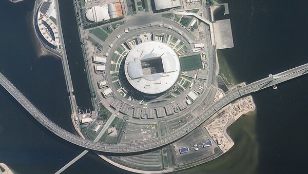 Hình ảnh do bộ máy vũ trụ Nga Resurs-P chụp sân vận động Saint-Peterburg”  ở Saint-Peterburg dành cho World Cup 2018. - Sputnik Việt Nam
