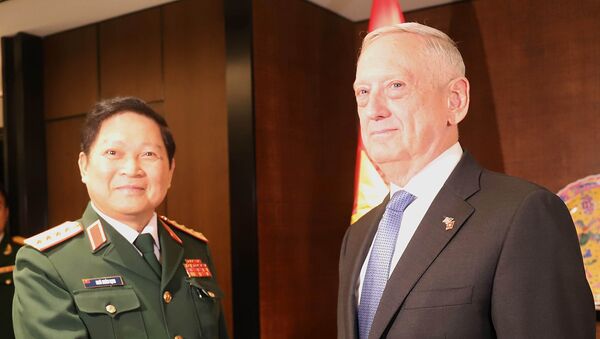 Bộ trưởng Quốc phòng Việt Nam Ngô Xuân Lịch và Bộ trưởng Quốc phòng Hoa Kỳ James Mattis. - Sputnik Việt Nam