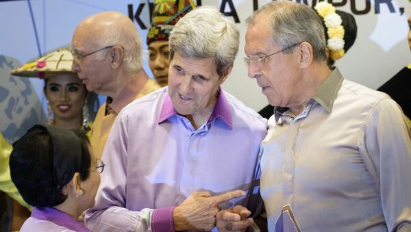 Bộ trưởng Bộ Ngoại giao Indonesia, Ngoại trưởng Mỹ John Kerry và Ngoại trưởng Nga Sergei Lavrov tại Kuala Lumpur trong khuôn khổ hoạt động  ASEAN - Sputnik Việt Nam