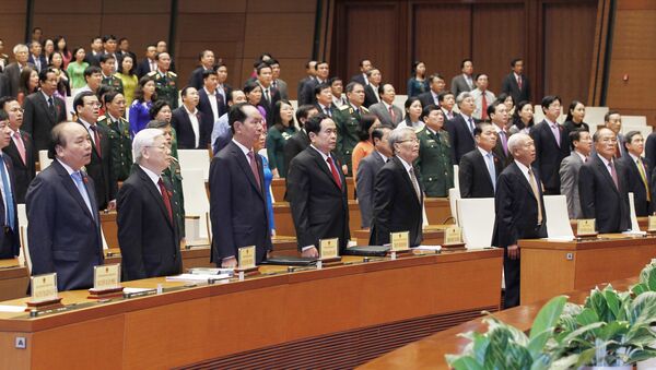 Các đồng chí lãnh đạo, nguyên lãnh đạo Đảng, Nhà nước và các đại biểu Quốc hội dự lễ Bế mạc kỳ họp thứ năm, Quốc hội khóa XIV. - Sputnik Việt Nam