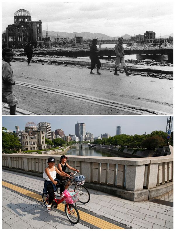 Mảnh đất hoang tàn sau vụ nổ được giữ nguyên giữa trung tâm Hiroshima như lời nhắc nhở nhân loại về thảm kịch khủng khiếp. - Sputnik Việt Nam