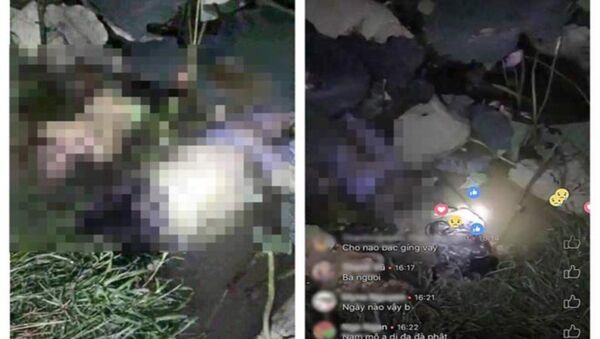 Hình ảnh những người quay clip cho là xác người bị giết ở Bắc Giang. - Sputnik Việt Nam