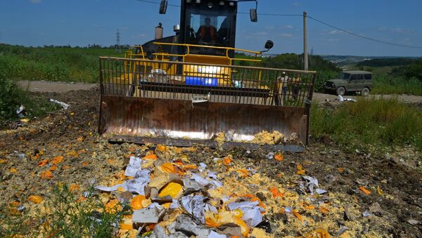 Tiêu huỷ sản phẩm  bị cấm vận của châu Âu ở khu vực Belgorod - Sputnik Việt Nam