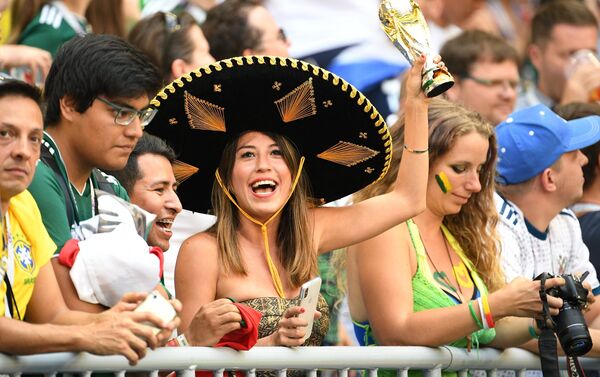 Fan bóng đá trước trận đấu World Cup giữa đội tuyển Brazil và Mexico - Sputnik Việt Nam