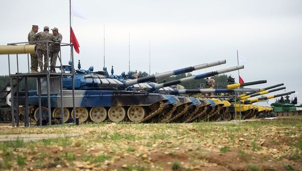 Xe tăng của đội tham gia trong quá trình chuẩn bị cho cuộc thi quốc tế Tank Biathlon-2018 - Sputnik Việt Nam