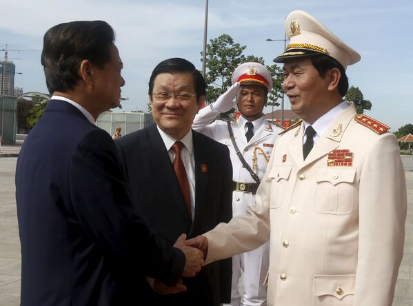 Thủ tướng Việt Nam Nguyễn Tấn Dũng, Chủ tịch Việt Nam Trương Tấn Sang và Bộ trưởng Bộ Công an Việt Nam Trần Đại Quang - Sputnik Việt Nam