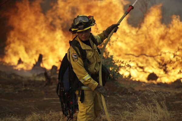 Lính cứu hỏa trong khi dập tắt cháy rừng ở California - Sputnik Việt Nam