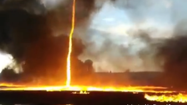 Cơn lốc xoáy bốc lửa tại nhà máy đang xảy ra hỏa hoạn (Video) - Sputnik Việt Nam