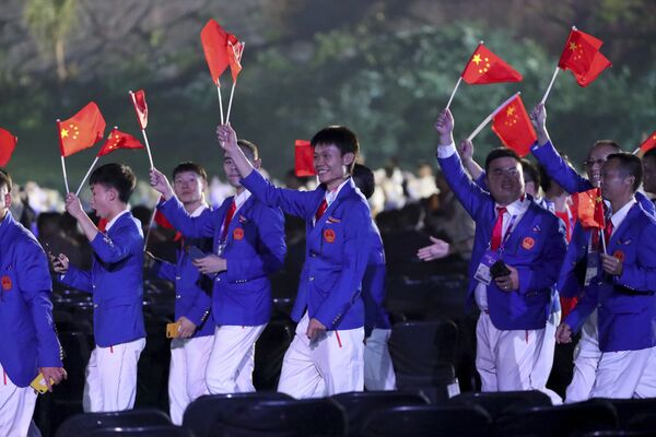 Các vận động viên Trung Quốc tại lễ khai mạc Asiad 2018 ở Indonesia - Sputnik Việt Nam
