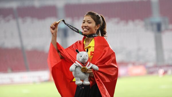 Bùi Thị Thu Thảo đã xuất sắc giành tấm huy chương vàng thứ 2 cho đoàn thể thao Việt Nam tại ASIAD 2018. - Sputnik Việt Nam
