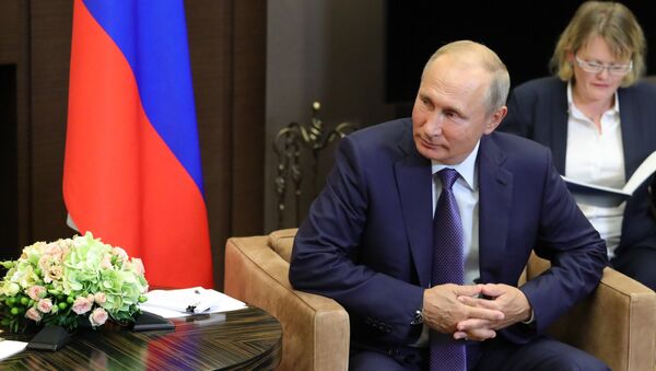 Tổng thống Nga Vladimir Putin tại cuộc gặp với Tổng bí thư Nguyễn Phú Trọng - Sputnik Việt Nam