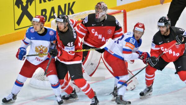 Trận chung kết giải vô địch Hockey thế giới 2015 giữa đội tuyển quốc gia Canada và Nga tại Cộng hòa Séc - Sputnik Việt Nam