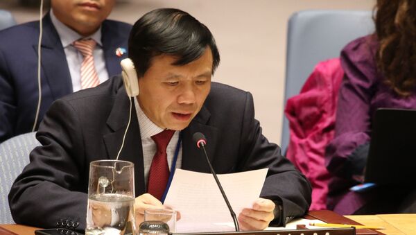 Đại sứ, Trưởng Phái đoàn thường trực Việt Nam tại LHQ Đặng Đình Quý phát biểu tại phiên thảo luận. - Sputnik Việt Nam