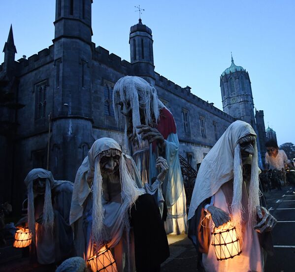 Những người tham gia cuộc diễu hành Halloween «Macnas» ở Ireland - Sputnik Việt Nam