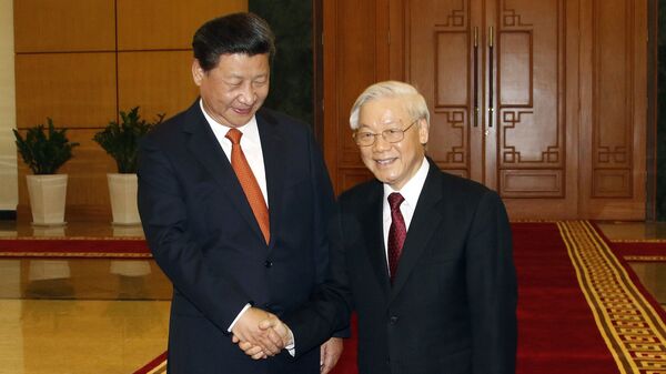 Chủ tịch Trung Quốc Tập Cận Bình và Chủ tịch nước, Tổng Bí thư Đảng Cộng sản Việt Nam Nguyễn Phú Trọng tại cuộc họp tại Hà Nội - Sputnik Việt Nam