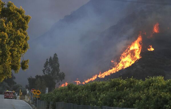 Đám cháy lan rộng trên ngọn đồi gần Newbury Park, California - Sputnik Việt Nam