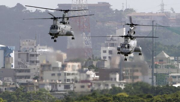 Máy bay trực thăng Mỹ CH-46 tại căn cứ Futenma, Nhật Bản. - Sputnik Việt Nam
