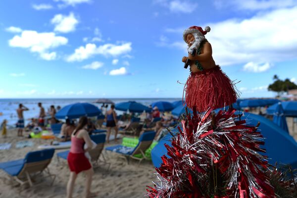 Cây thông Noel trên bãi biển Honolulu, Hawaii - Sputnik Việt Nam