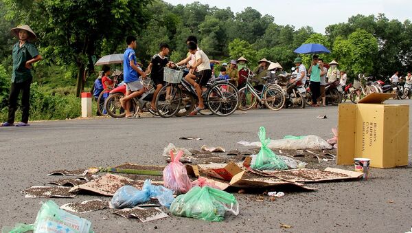 Người dân mang ruồi ra chặn xe chở rác ở Nam Sơn - Sputnik Việt Nam