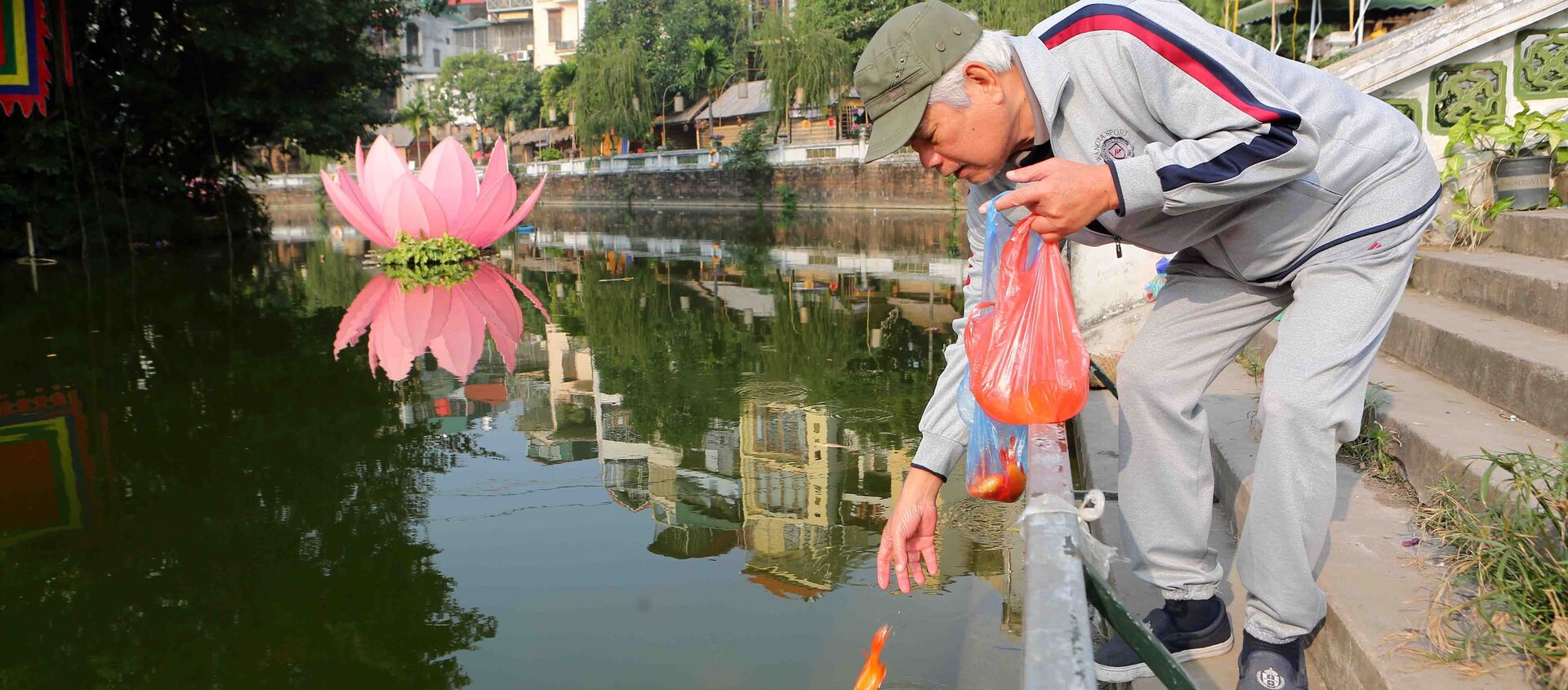 Người dân thủ đô thủ đô thả cá chép tại khu vực hồ Giám. - Sputnik Việt Nam, 1920, 29.01.2019