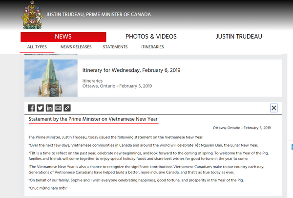 Thư chúc Tết Việt của Thủ tướng Canada Justin Trudeau - Thư chúc Tết Việt của Thủ tướng Canada Justin Trudeau - - Sputnik Việt Nam