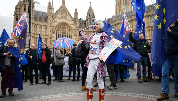 Участники акции против Brexit у здания парламента Великобритании в Лондоне - Sputnik Việt Nam