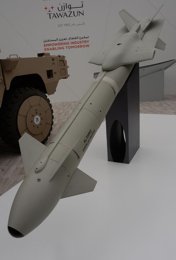 Bom ném từ trên không với hệ thống dẫn đường Al Tariq của công ty Tawazun Dynаmics-Daniel tại Triển lãm quốc tế vũ khí IDEX-2019 tại Abu Dhabi - Sputnik Việt Nam