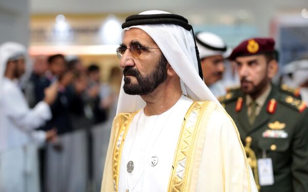 Tiểu vương Dubai Mohammed ibn Rashid Al Maktoum tại lễ khai mạc Triển lãm vũ khí quốc tế IDEX-2019 - Sputnik Việt Nam