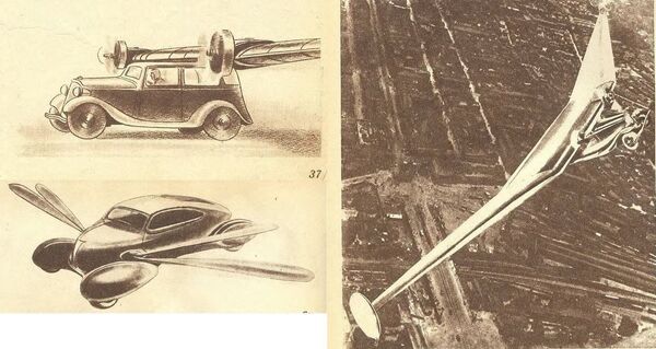 Minh họa về một chiếc ô tô bay đến từ tương lai trên tạp chí “Công nghệ cho tuổi trẻ” năm 1938. - Sputnik Việt Nam