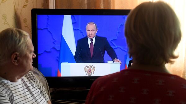 Tổng thống Nga Vladimir Putin phát biểu trong Thông điệp gửi Quốc hội Liên bang - Sputnik Việt Nam