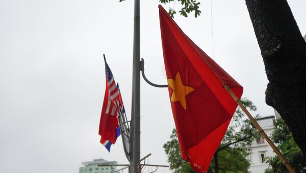 Cờ Mỹ, cờ Triều Tiên và cờ Việt Nam - Sputnik Việt Nam