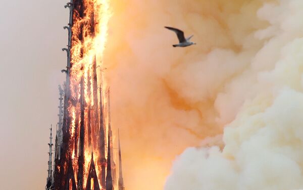 Ngọn lửa từ đám cháy ở Nhà thờ Đức Bà Paris - Sputnik Việt Nam