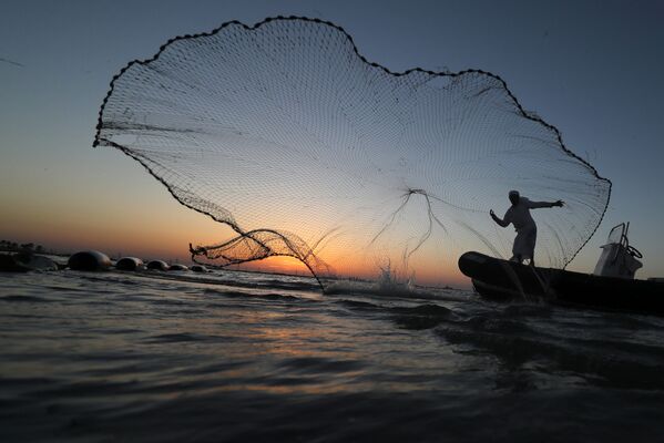 Ngư dân tung lưới ngoài khơi bờ biển Abu Dhabi, UAE - Sputnik Việt Nam