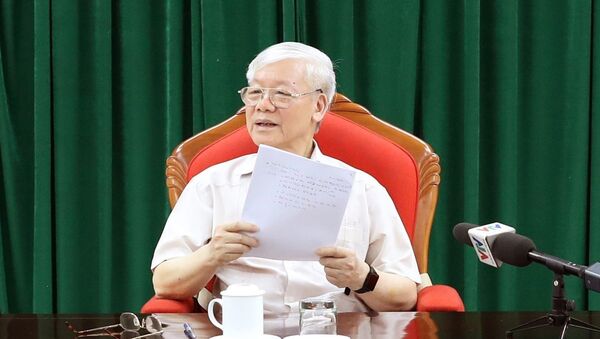 Tổng Bí thư, Chủ tịch nước Nguyễn Phú Trọng phát biểu kết luận buổi họp. - Sputnik Việt Nam