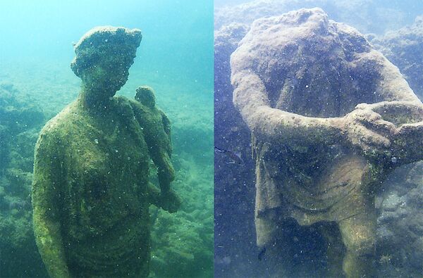 Antonia Nhỏ, phần tượng Hoàng đế Claudius còn lại. Công viên khảo cổ dưới nước Baia, Ý - Sputnik Việt Nam