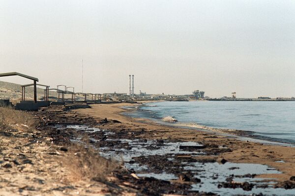 Bãi biển đầy dầu ở biên giới Kuwait và Ả Rập Saudi - Sputnik Việt Nam
