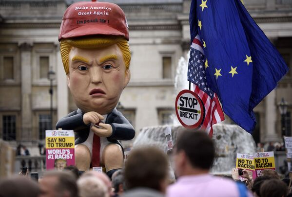Những người tham gia cuộc biểu tình ở London phản đối chuyến thăm chính thức của Tổng thống Mỹ Donald Trump tới Vương quốc Anh - Sputnik Việt Nam