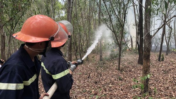  Lực lượng Cảnh sát Phòng cháy, chữa cháy và cứu hộ, cứu nạn Công an tỉnh Quảng Nam đang dập lửa. - Sputnik Việt Nam