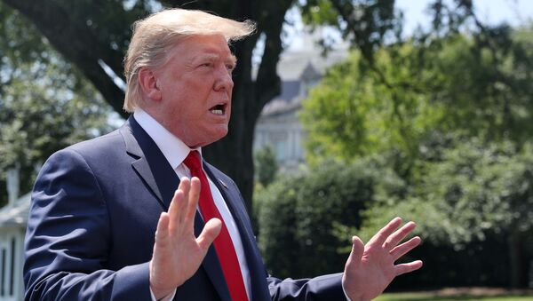 Donald Trump speaks to the news media after returning from a quick trip to Williamsburg, Virginia, in Washington, U.S., July 30, 2019 - Sputnik Việt Nam