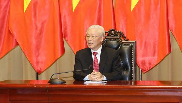 Tổng Bí thư, Chủ tịch nước Nguyễn Phú Trọng phát biểu tại buổi tiếp.  - Sputnik Việt Nam