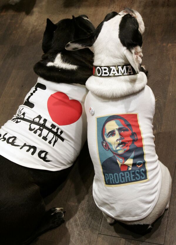 Những chú cún trong áo phông có hình chính khách Barack Obama - Sputnik Việt Nam