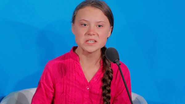 Bài phát biểu tại phiên họp Đại hội đồng Liên Hợp Quốc của nhà hoạt động xã hội 16 tuổi từ Thụy Điển là Greta Thunberg - Sputnik Việt Nam